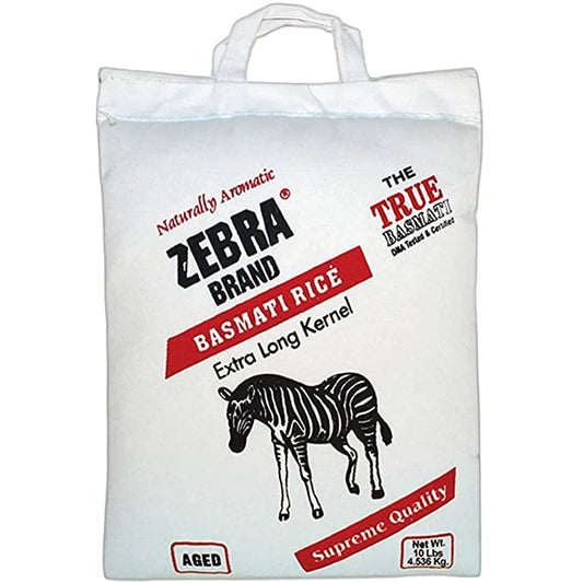 Zebra Basmati Rice - Extra Long Kernel 10 Lb Bag